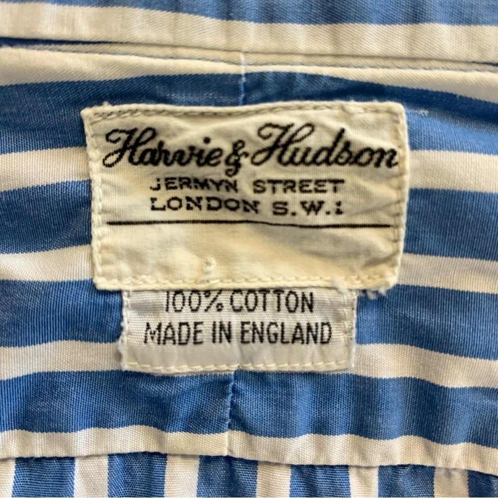 ‼️SALE‼️ 2/$25 Vintage Harvie & Hudson Blue Striped Collared Shirt - Picture 7 of 7